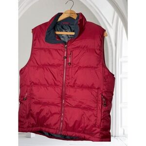 LL Bean Womens Red Goose Down Puffer Vest Size Medium OFKF9 Full Zip Pockets